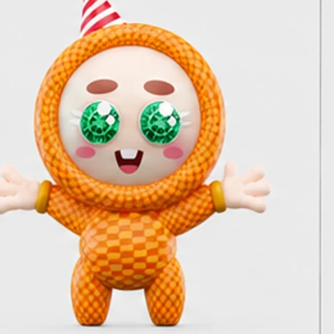 Checkers — the orange checkered Crasher with emerald eyes