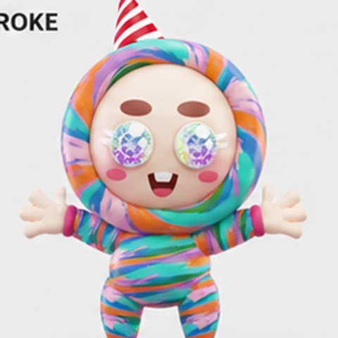 Swirl — the rainbow brushstroke Crasher with opal eyes